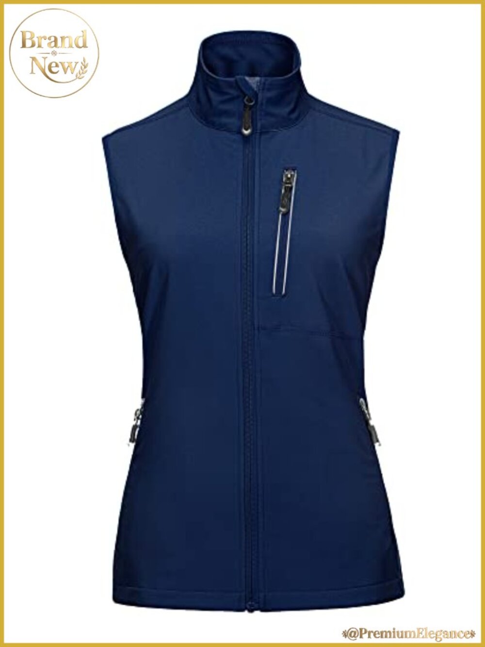 Women's Lightweight Windproof Running Vest Water-Resistant Sleeveless 6 Pockets